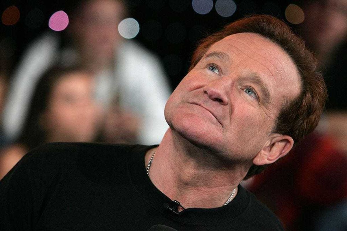Actor Robin Williams appears onstage during MTV's Total Request Live at the MTV Times Square Studios on April 27, 2006 in New York City.