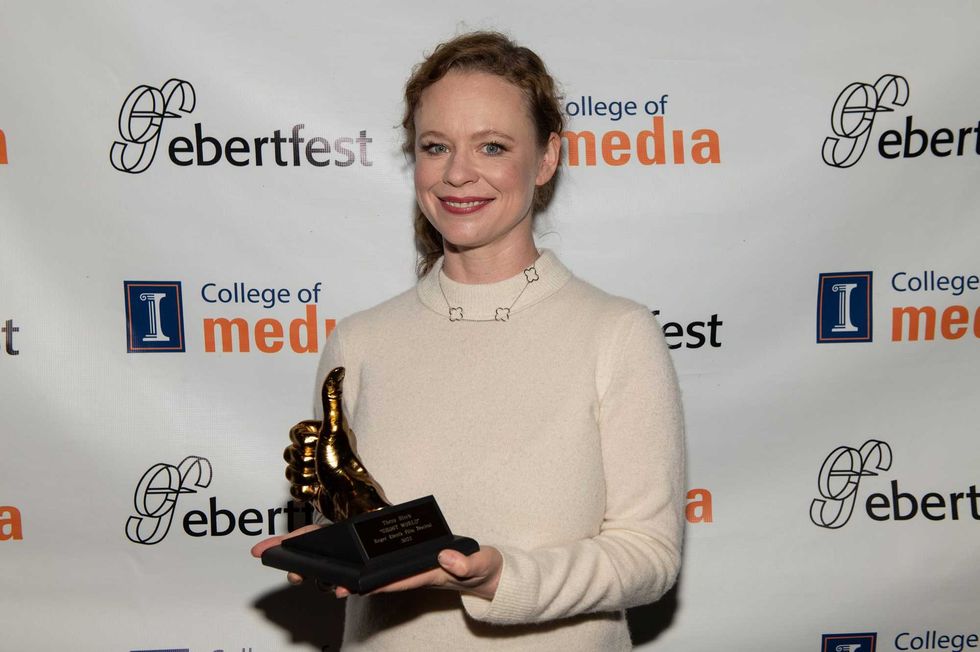 Actor Thora Birch on the red carpet during the 2022 Roger Ebert Film Festival on April 22, 2022 in Champaign, Illinois.