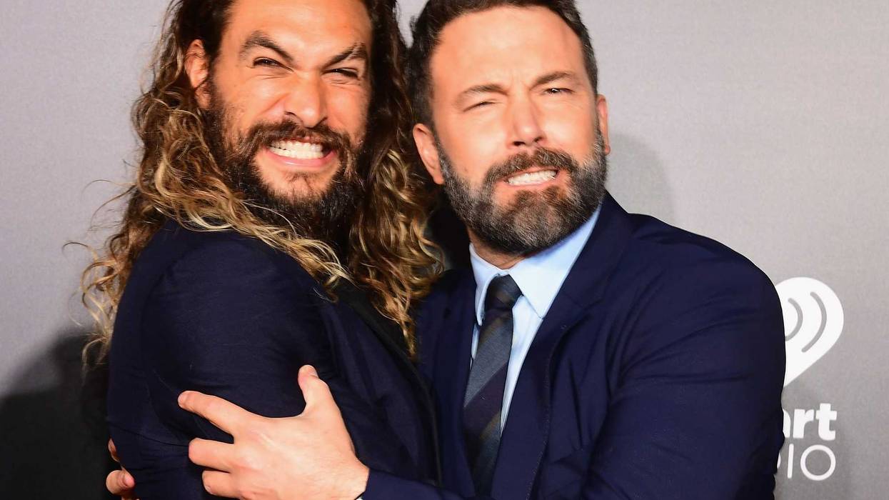 Actors Jason Momoa and Ben Affleck attend the premiere of Warner Bros. Pictures' "Justice League" at Dolby Theatre on November 13, 2017 in Hollywood, California.