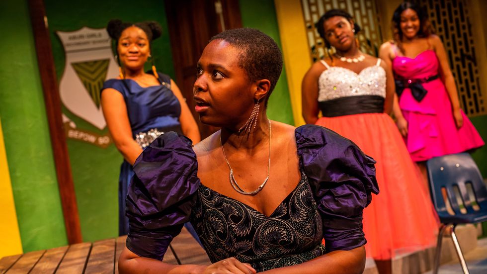 Adaeze Nwoko, Imani Moss, Jessica Money, and Cheyenne Parks in School Girls; Or, the African Mean Girls Play at Arden Theatre Company.