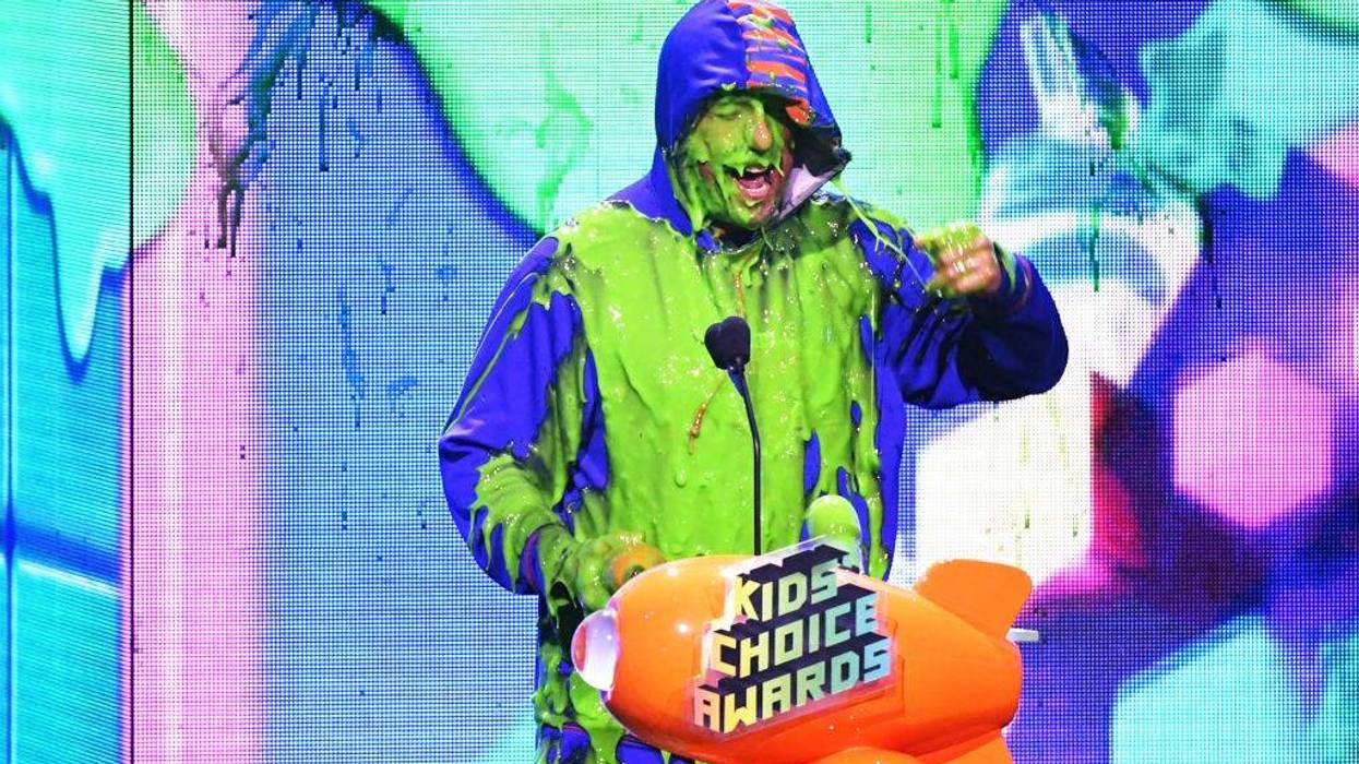 Adam Sandler gets slimed with the Favorite Male Voice from an Animated Movie award for 'Hotel Transylvania 3: Summer Vacation' onstage at Nickelodeon's 2019 Kids' Choice Awards at Galen Center on March 23, 2019 in Los Angeles, California