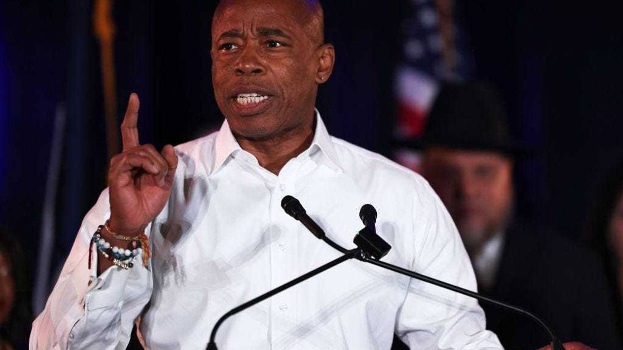 Adams giving a speech