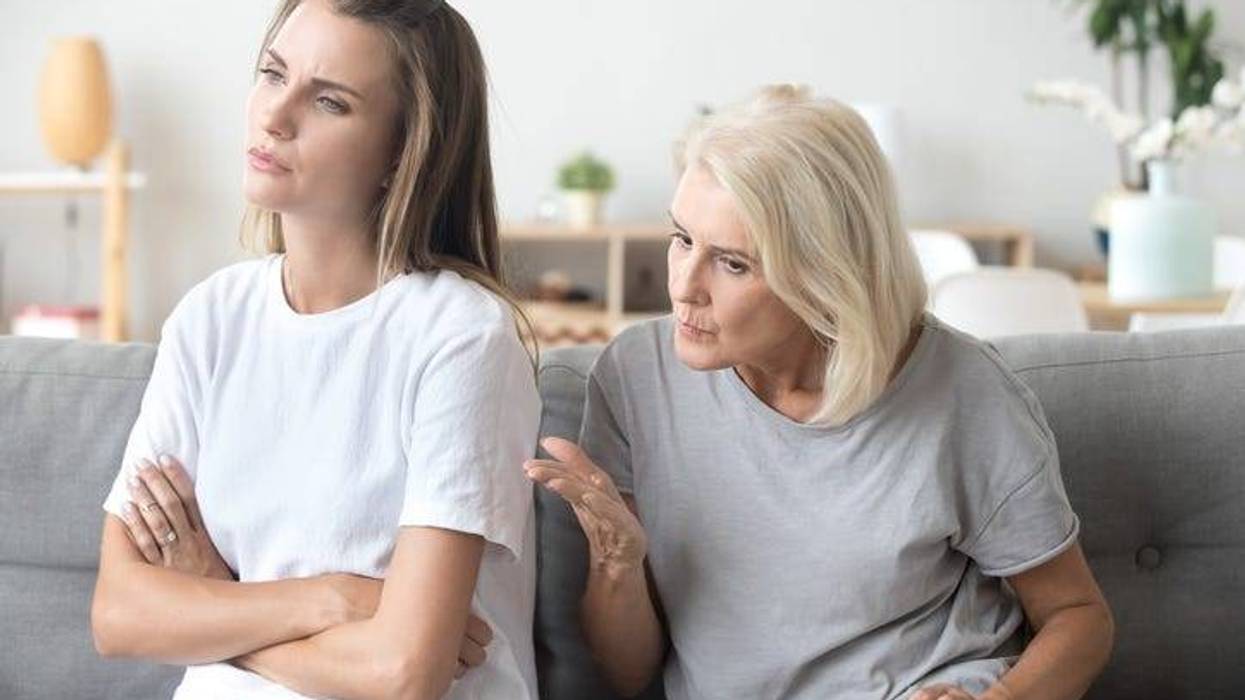 Adult woman with mom