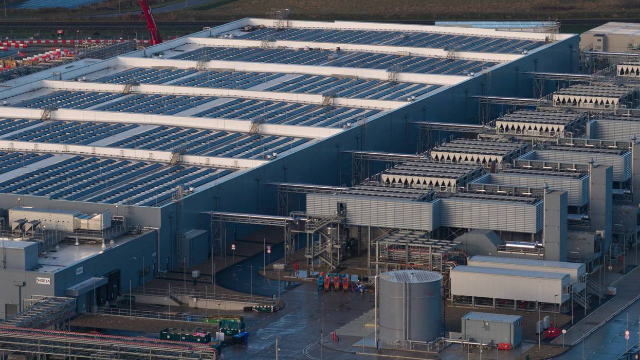 Aerial Data Center Exterior Infrastructure. Aerial view.