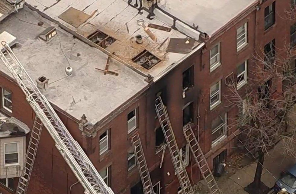 Aerial look at the fire scene