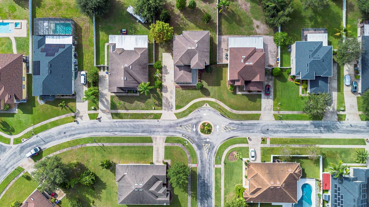 Aerial view of a beautiful village in Florida.