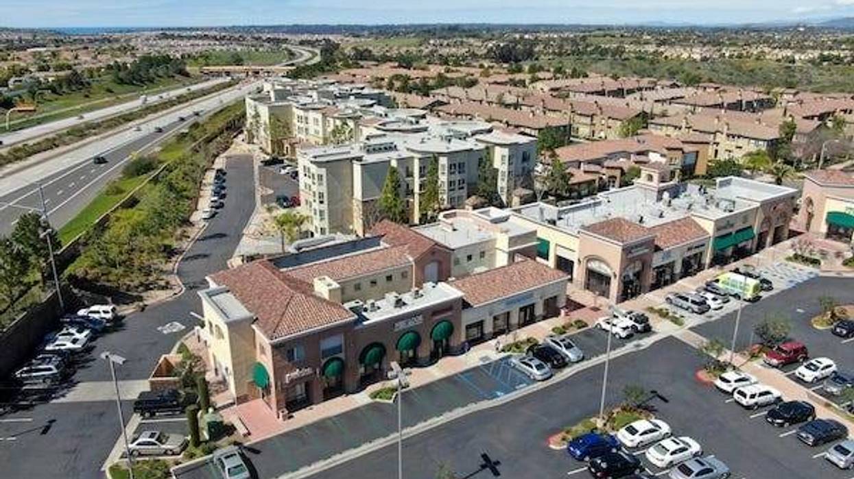 Aerial view of a shopping center