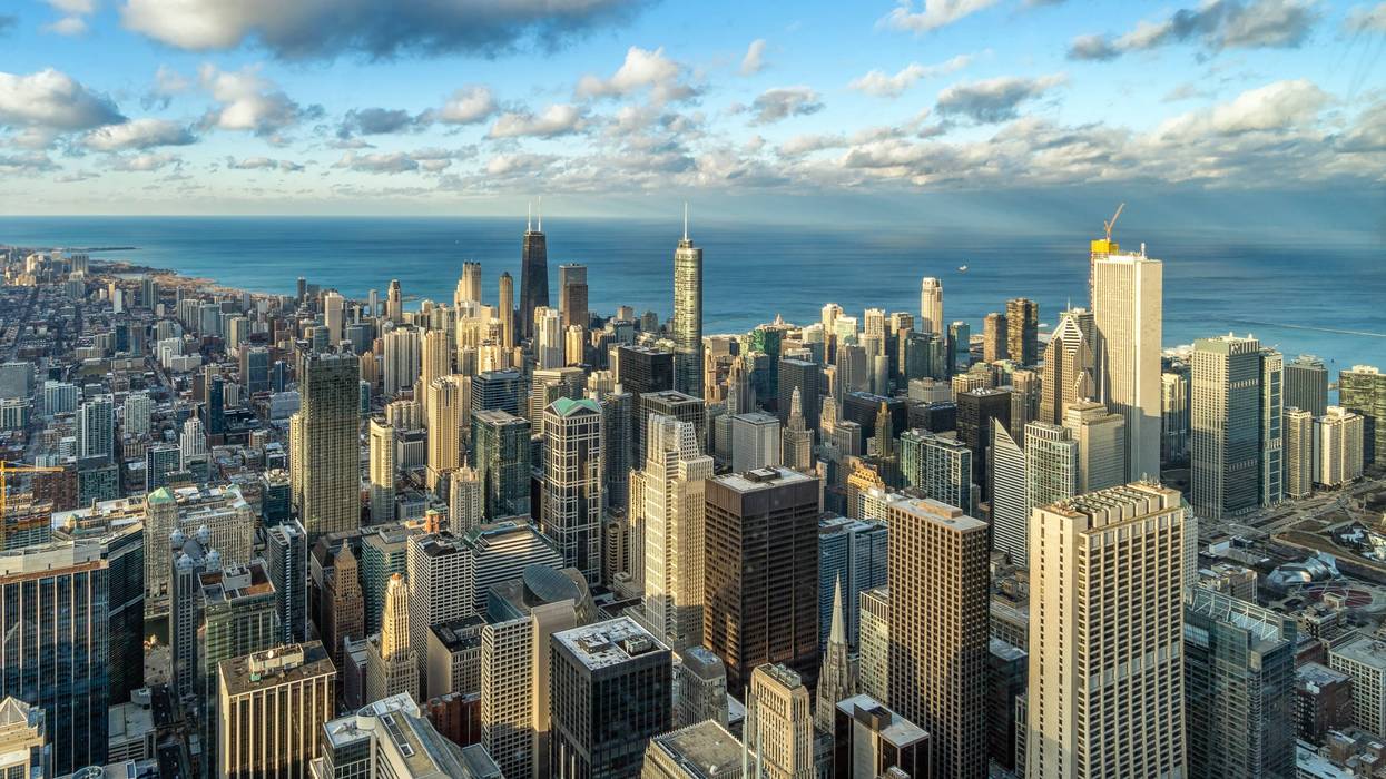 Aerial view of Chicago skyline panorama