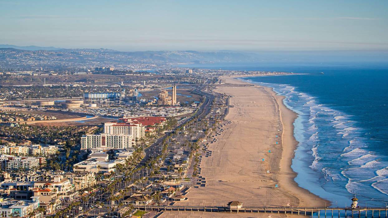 aerial view of huntington beach
