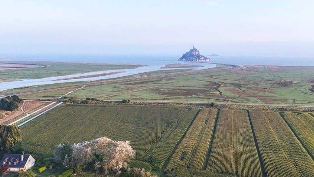 Aerial view of Mont-Saint-Michel in Normandy, France
