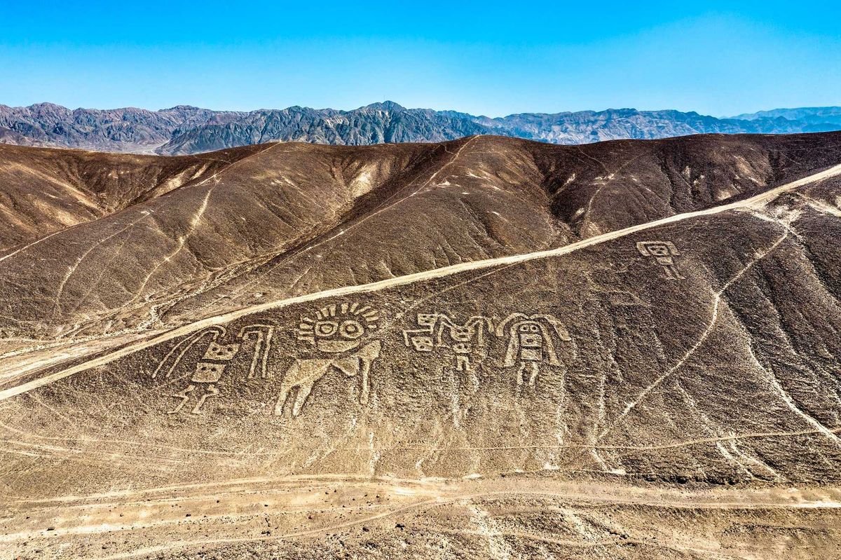 Aerial View of Palpa Geoglyphs at the UNESCO world heritage in Peru.