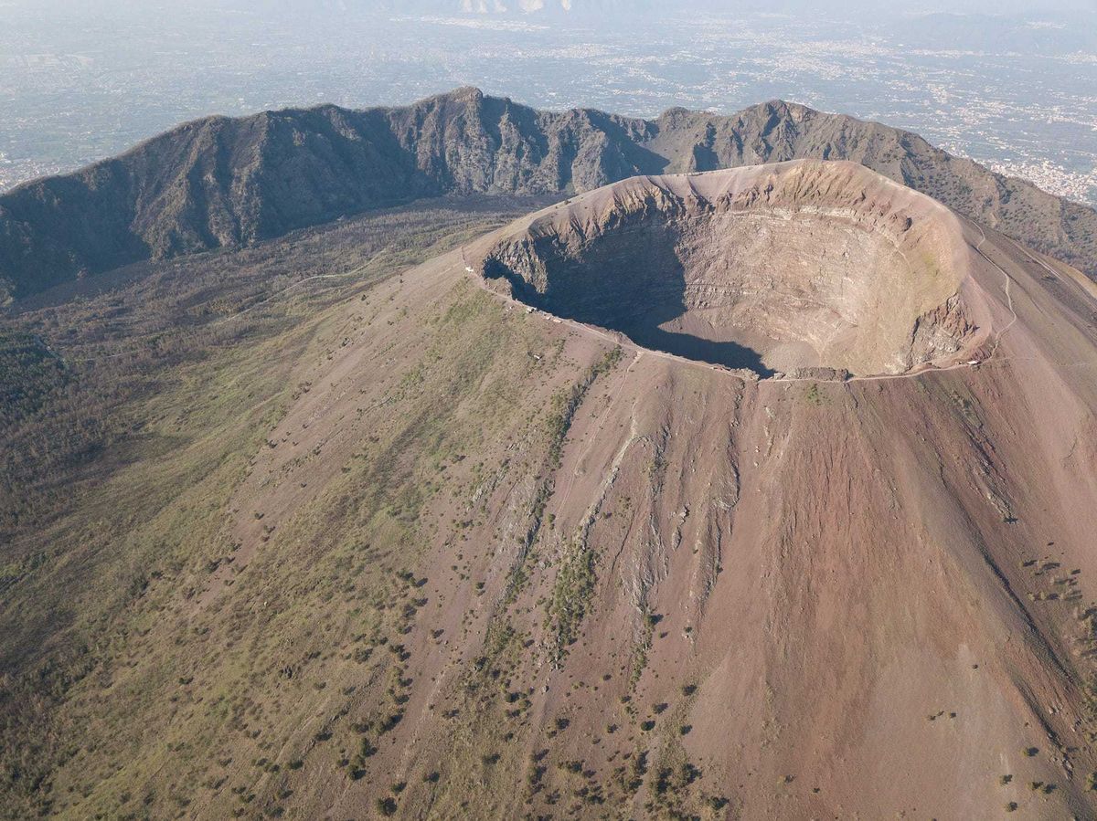 Aerial view of scenic Mt. Vesuvius.