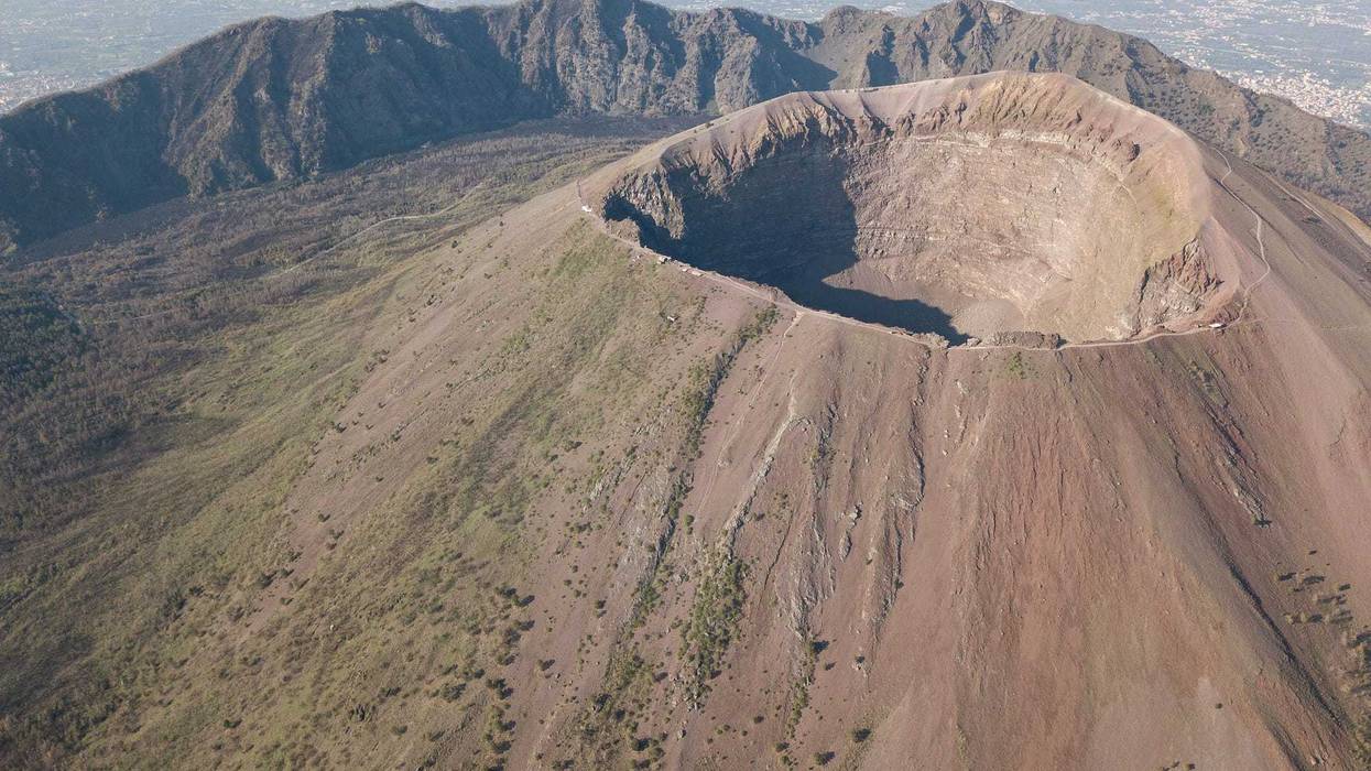 Aerial view of scenic Mt. Vesuvius.