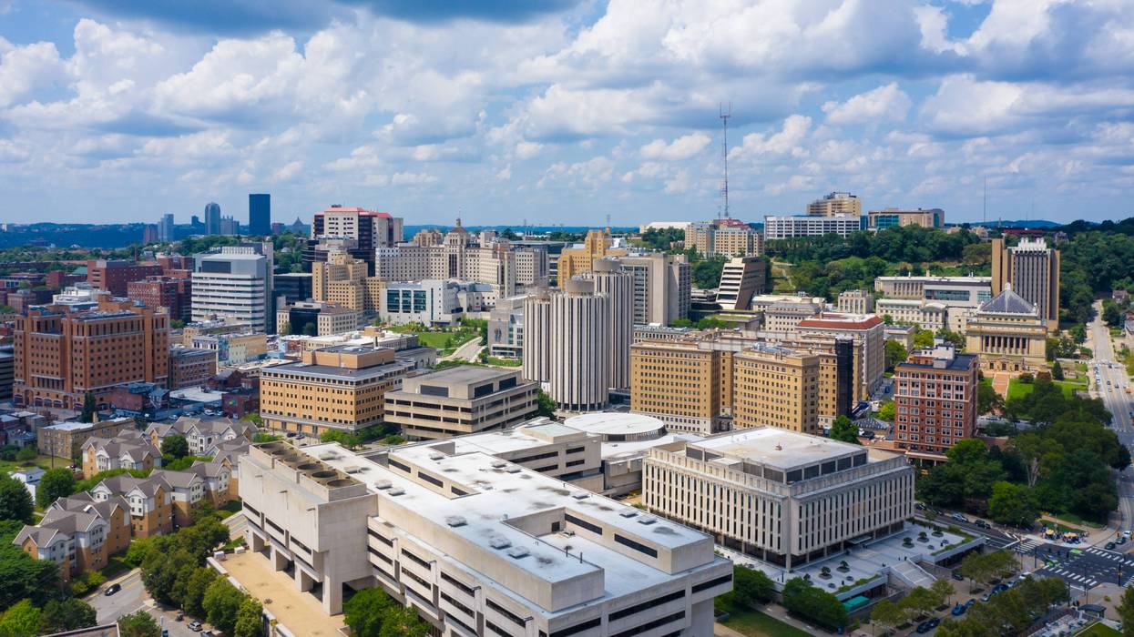 Aerial view of the University of Pittsburgh