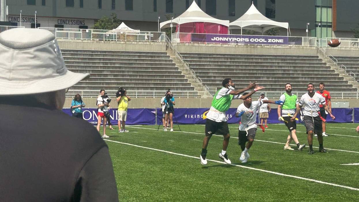 After 10 years with Special Olympics, Dennis Jackson from West St. Paul said he’s experiencing a lot of firsts lately, including being picked to play on Minnesota’s Special Olympics flag football team for the 2026 USA Games in June and an entire day alongside Vikings and Patriots players participating in a joint practice on Aug. 13 at Twin Cities Orthopedics (TCO) Performance Center in Eagan.