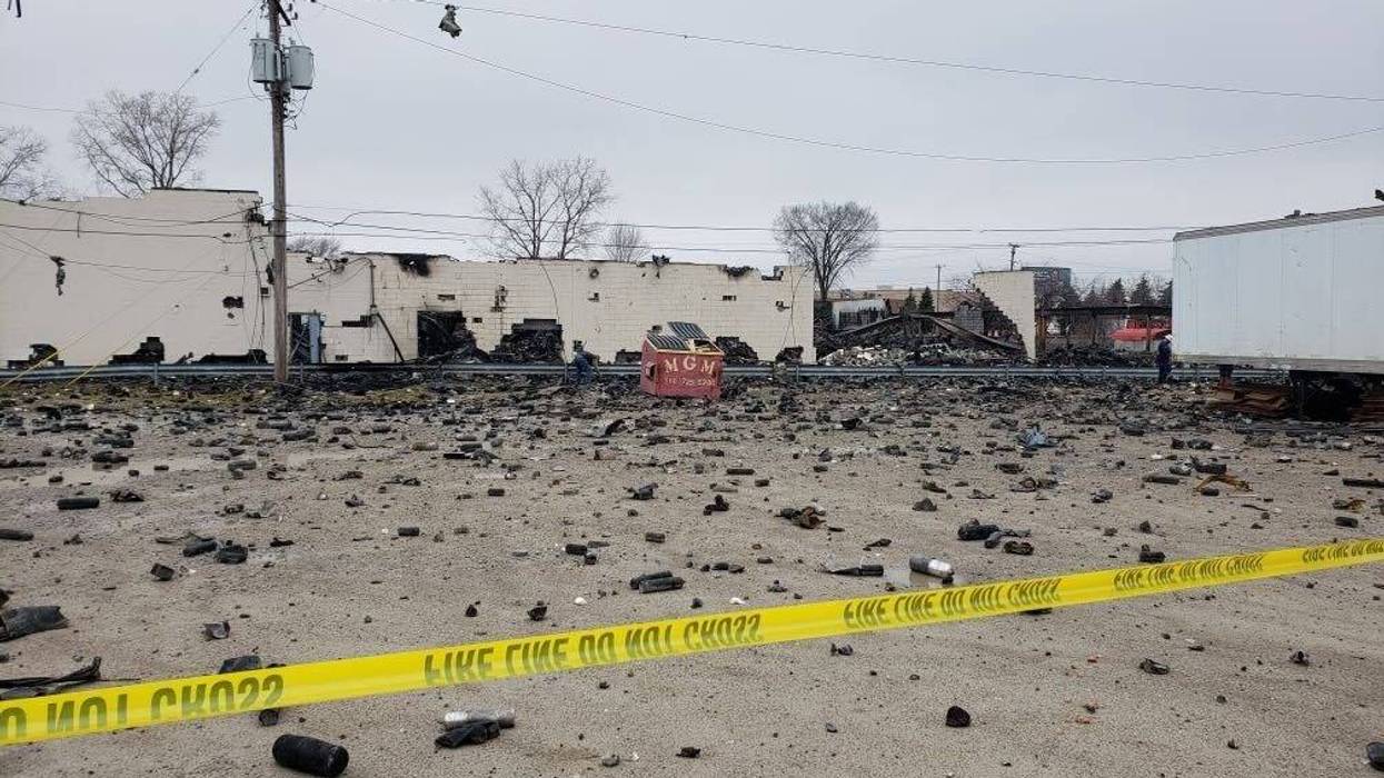 Aftermath of a massive fire Monday night at a Clinton Township business.