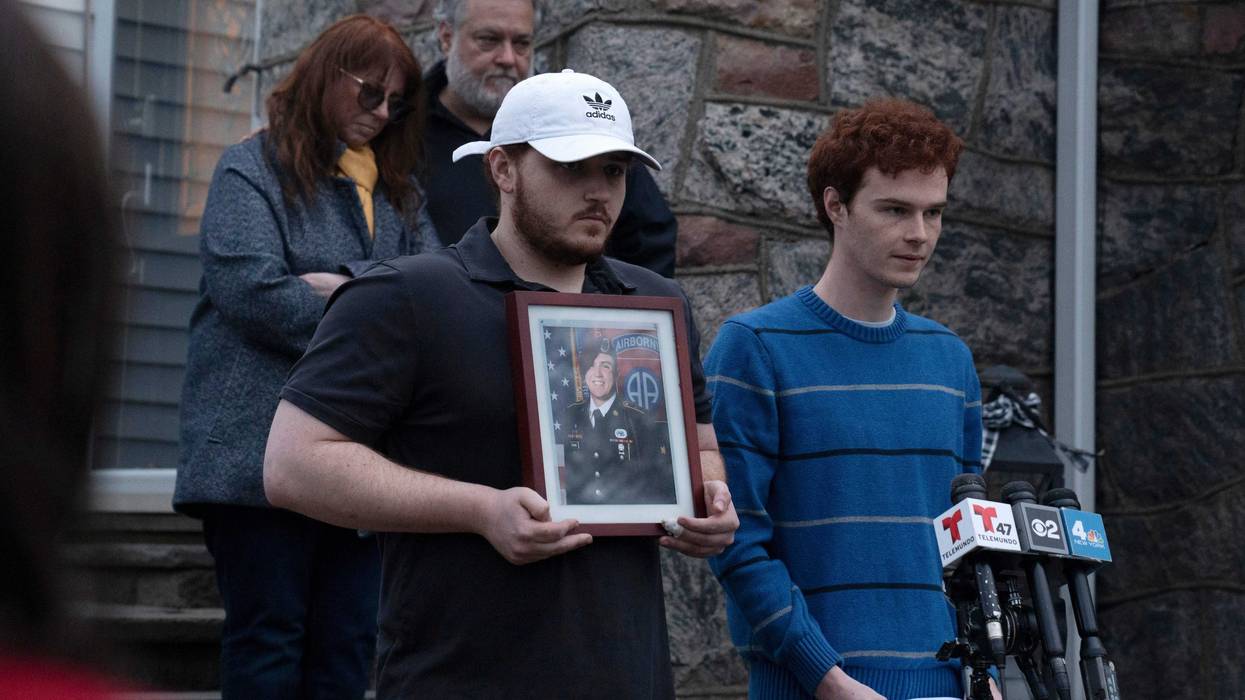 Aidan Solinas reads a statement about his brother David in front of his family's home in Oradell on Friday, March 31, 2023. Sgt. David Solinas Jr., 23, was killed during a medi-vac training mission near a base in Kentucky according to Aidan.