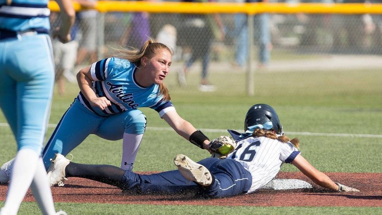 Airline's Caroline Easom tags a runner in a game last season. The senior was recently named to the LHSAA Composite All-Academic Team.