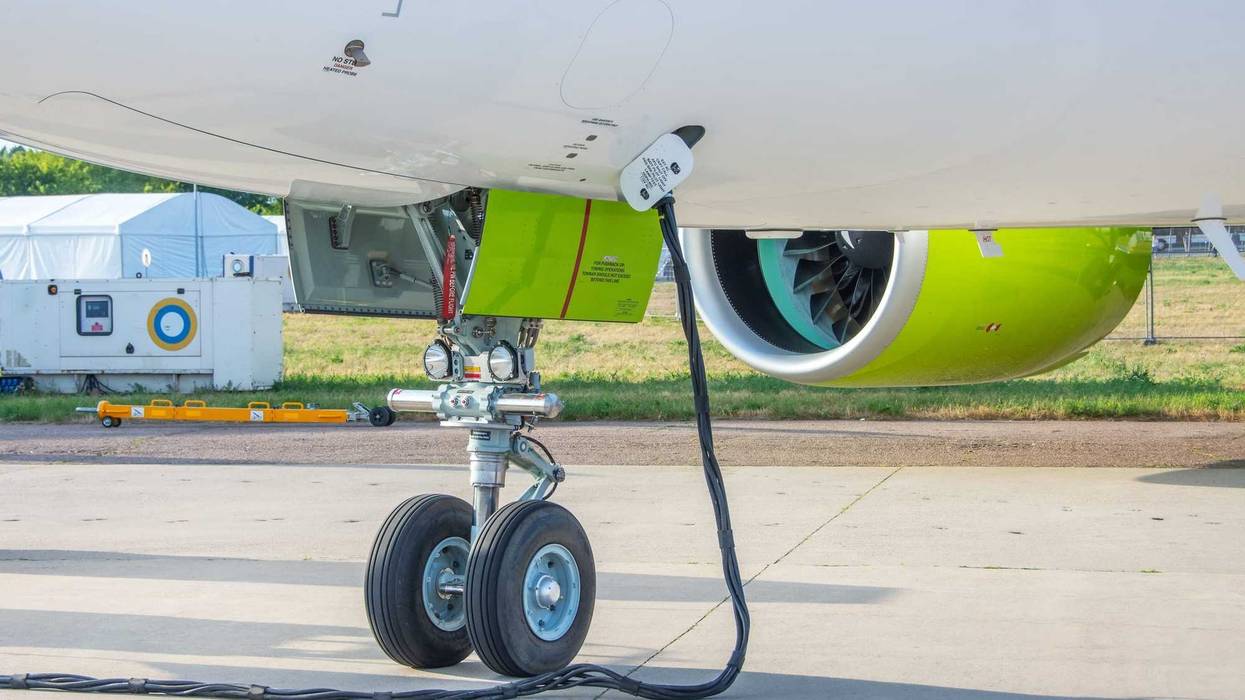 Airplane with a charging cable.
