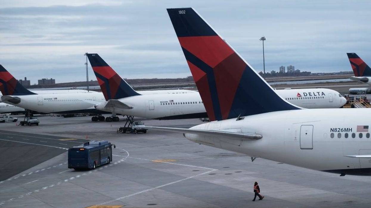 Airplanes sit on the tarmac at John F. Kennedy Airport (JFK) on January 31, 2020 in New York City. As fears grow around the globe over the Coronavirus, airlines and other travel industries are bracing for a sharp loss of business as people cut back.