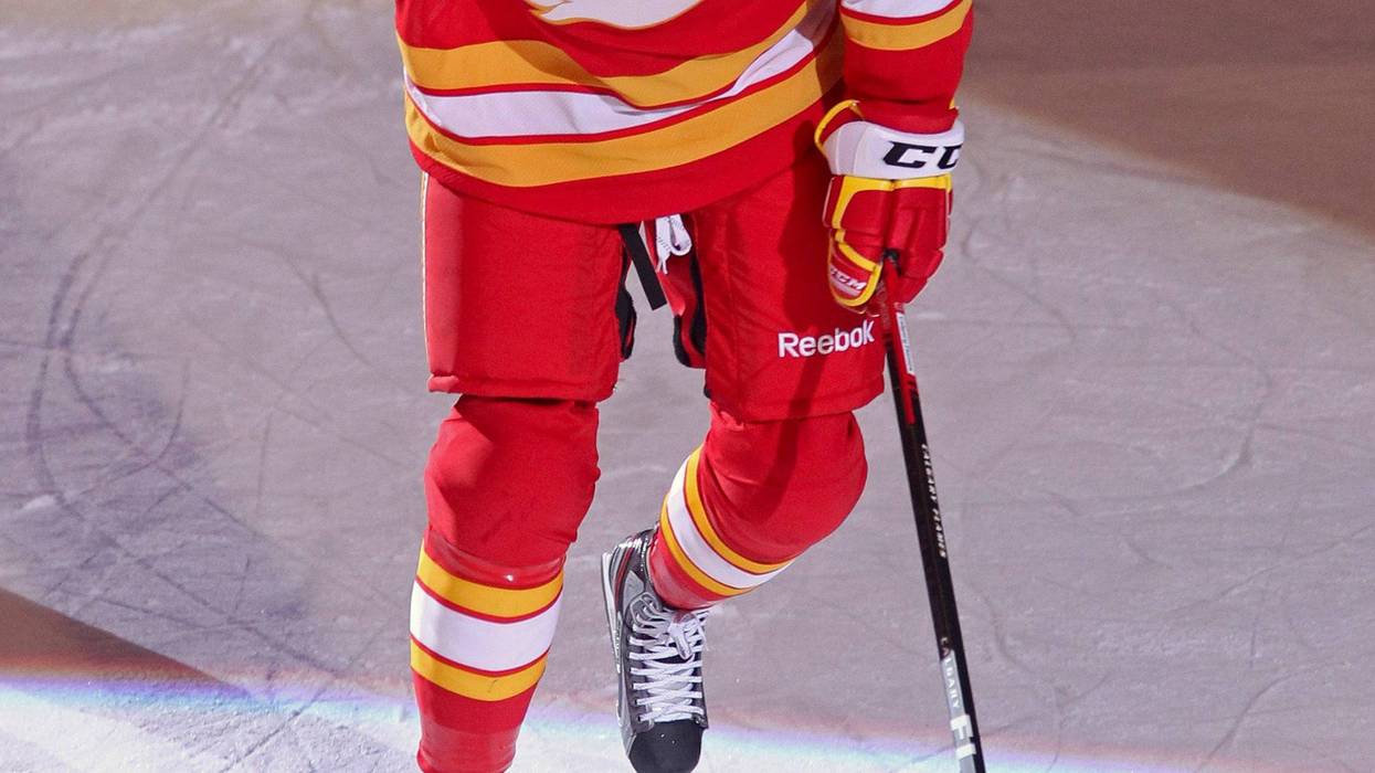 Akim Aliu #29 of the Calgary Flames was the first star with two goals in his second NHL game against the Anaheim Ducks during in NHL action on April 7, 2012 at the Scotiabank Saddledome in Calgary, Alberta, Canada.