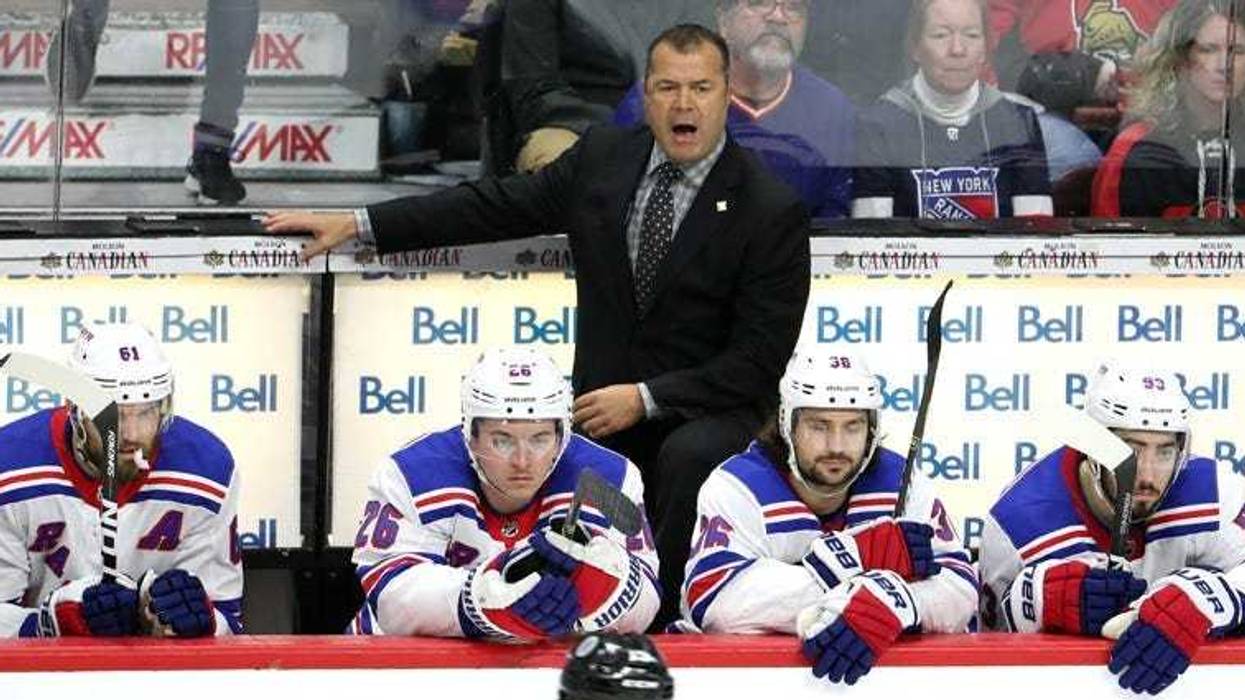 Alain Vigneault coaches the Rangers against the Ottawa Senators on Feb. 17, 2018.