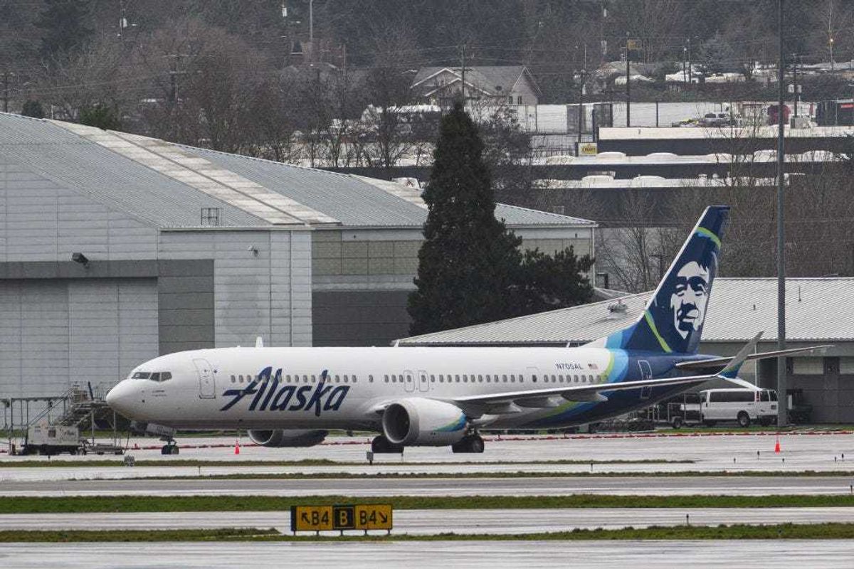 Alaska Airlines Boeing 737 MAX 9 aircraft N705AL is seen grounded at Portland International Airport on January 9, 2024 in Portland, Oregon.
