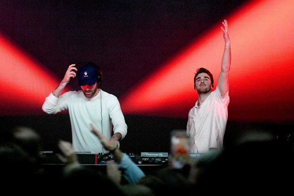 Alex Pall and Andrew Taggart of The Chainsmokers perform onstage