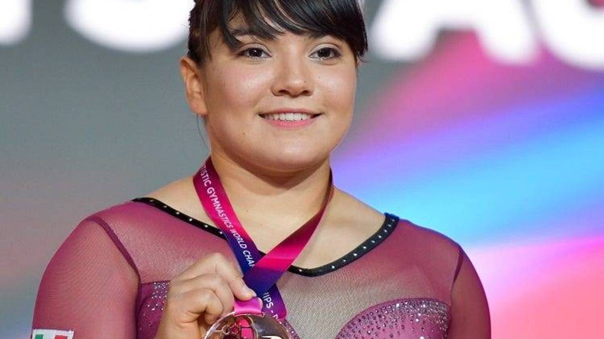 Alexa Moreno of Mexico poses with his bronze medal on the podium after winning the Women's Vault Final at the 48th Gymnastics World Championships in Doha, capital of Qatar, Nov. 02, 2018. Alexa Moreno won the bronze medal with 14.508(Xinhua/Nikku)