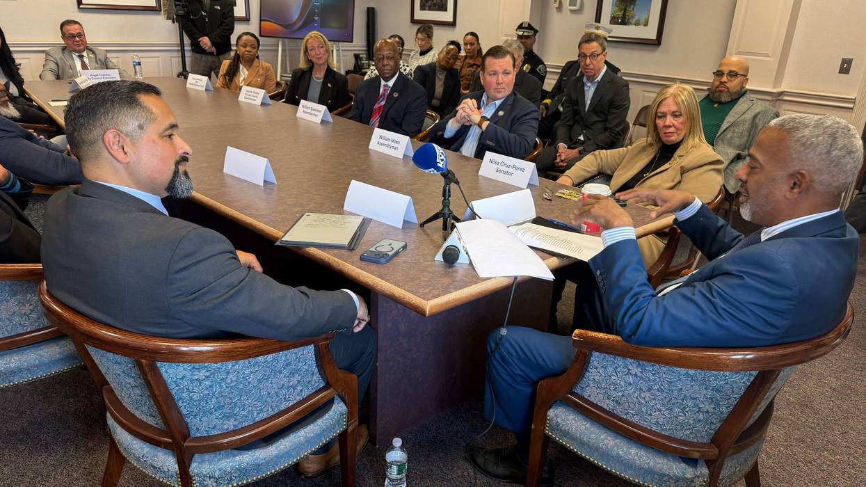 Alfonso Llano meets with Camden leaders at Camden City Hall.