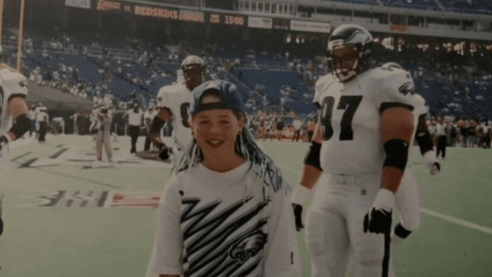 Allison Cawley at the Eagles stadium as a kid