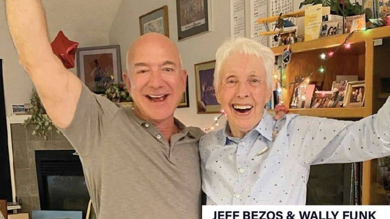 Amazon founder Jeff Bezos, with Wally Funk