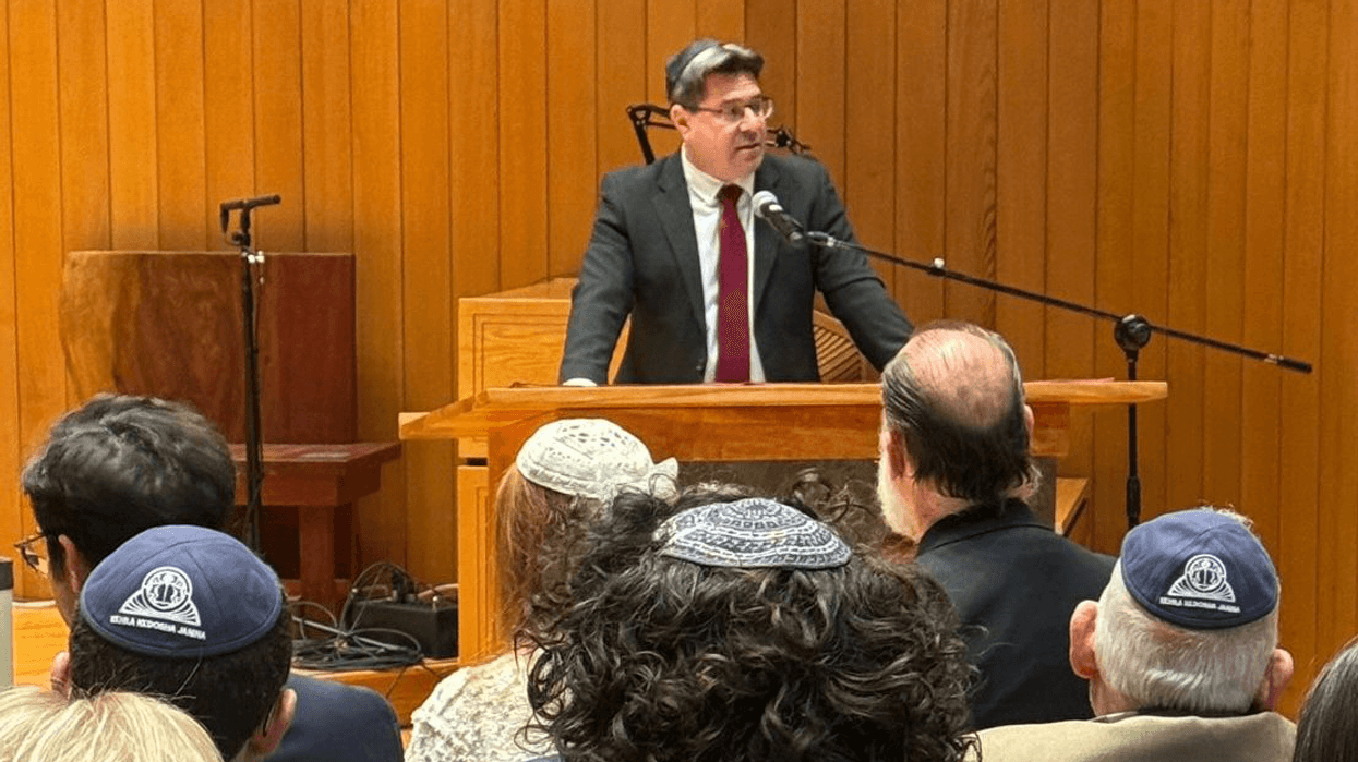 Ambassador Ofir Akunis, the consul general of Israel in New York speaks at an event at Hebrew Union College in honor of International Holocaust Remembrance Day on Jan. 22, 2025.