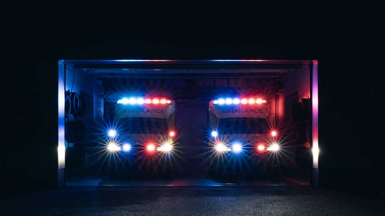 Ambulance cars in station of emergency medical service