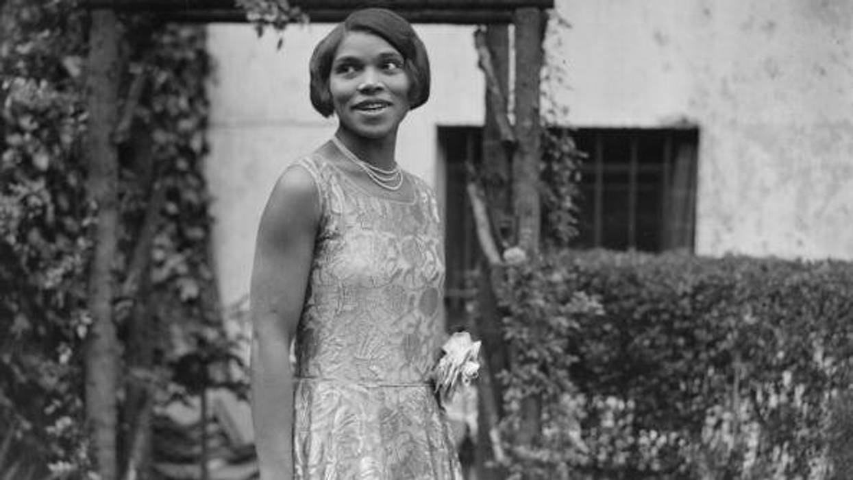America contralto Marian Anderson (1897 - 1993) at home. Anderson was the first African-American singer to perform at the Metropolitan Opera House in New York.