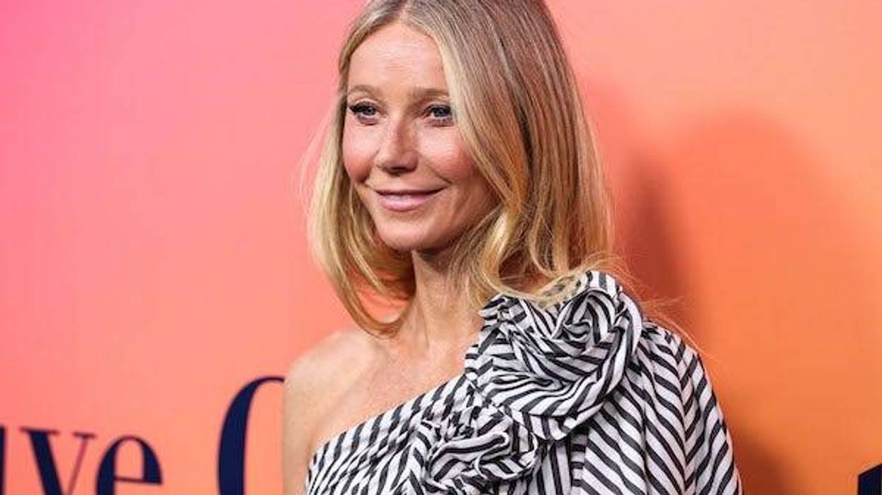 American actress Gwyneth Paltrow wearing Carolina Herrera arrives at the Veuve Clicquot 250th Anniversary Solaire Culture Exhibition Opening held at 468 North Rodeo Drive on October 25, 2022 in Beverly Hills, Los Angeles, California, United States