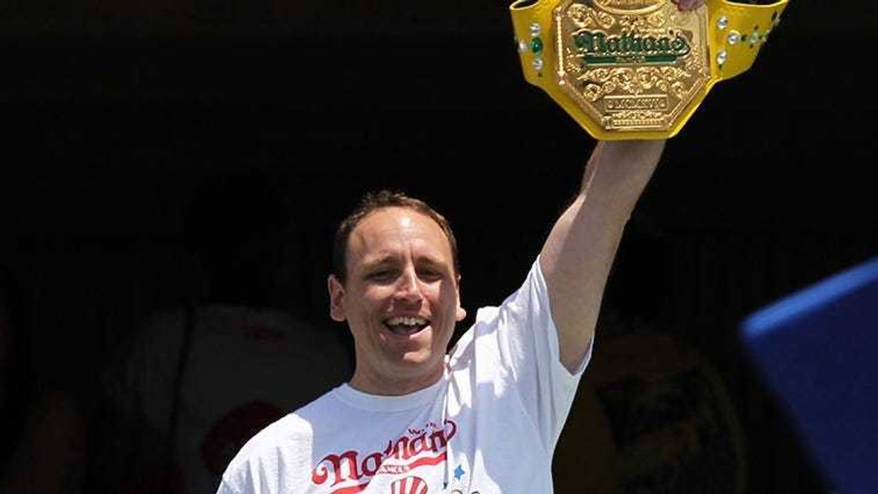 American competitive eater Joey Chestnut prior to the Axalta We Paint Winners 400 at Pocono Raceway on Jun 7, 2015.
