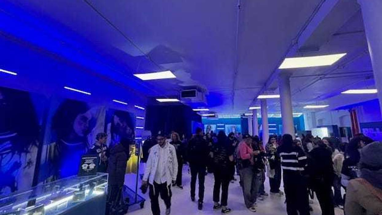 American Express cardholders rush into the Billie Eilish pop-up shop during its opening on Oct. 16, 2024.