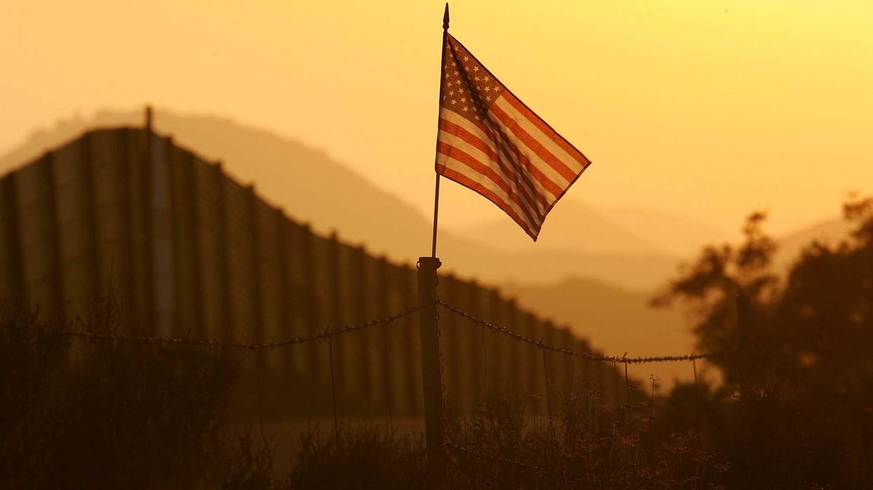 American flag at Southern border