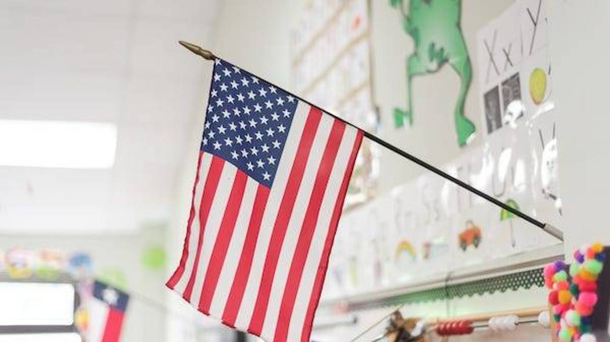 American flag in a classroom