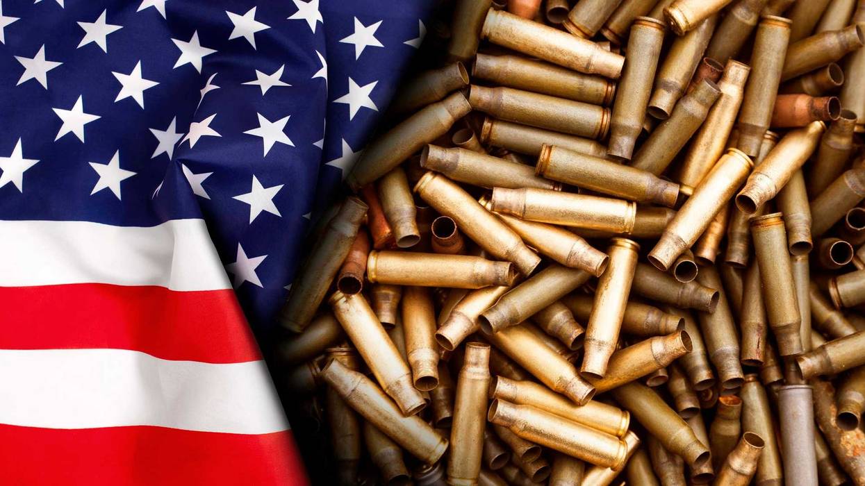 American flag isolated on shotgun cartridges.
