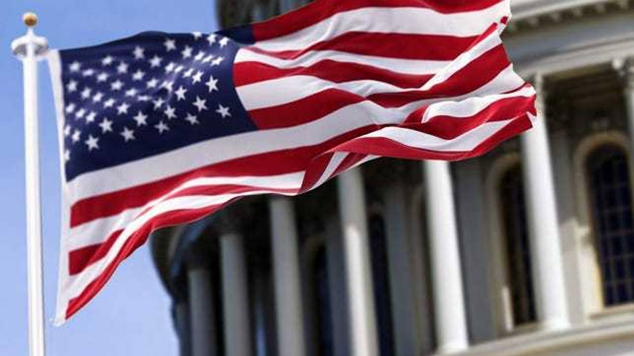 American flag outside the capitol in DC