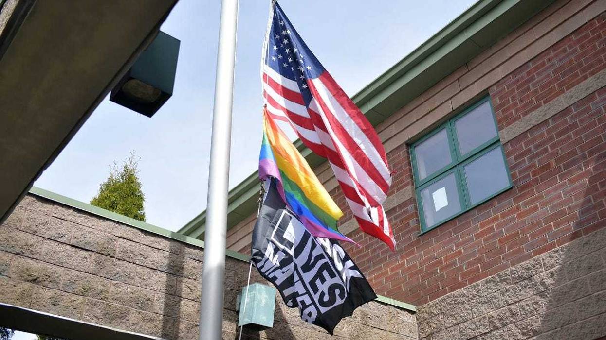 american, price and blm flags