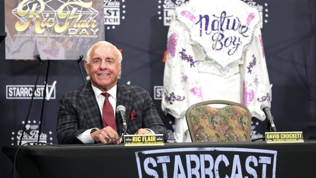 American wrestler Ric Flair attends a press conference where July 31rst is declared “Ric Flair Day” in Music City at Nashville Fairgrounds on June 23, 2022