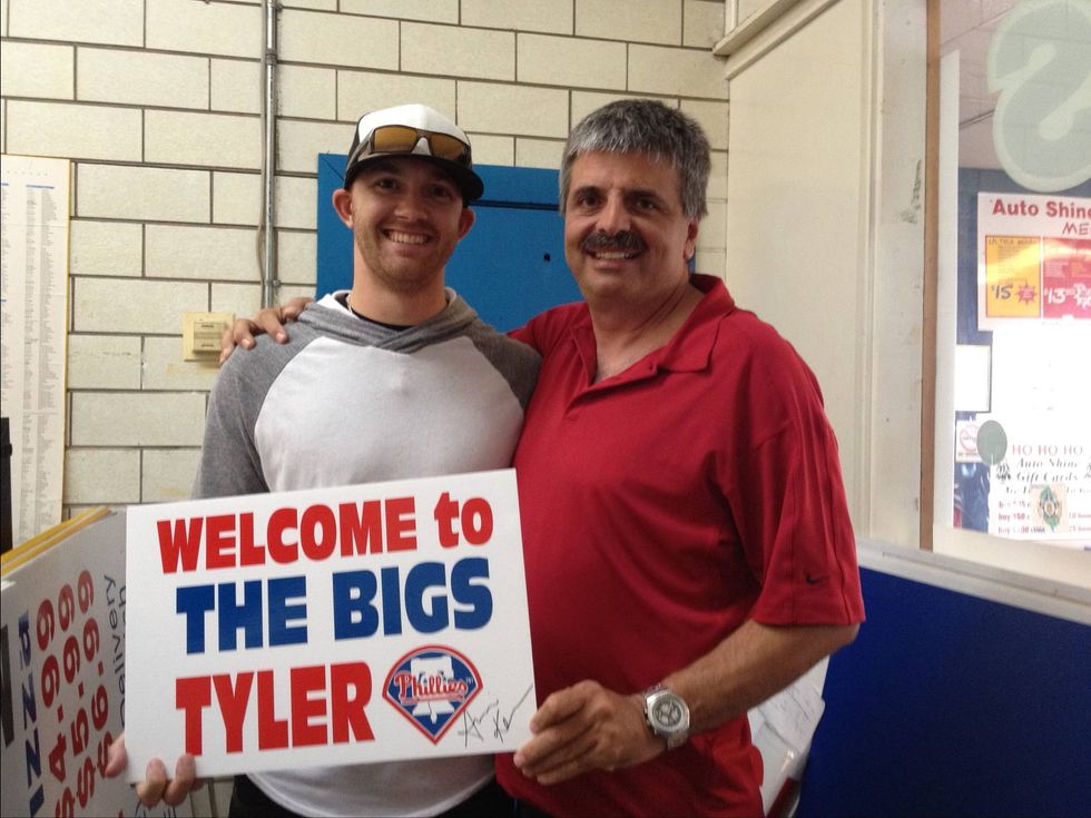 Amin Khalifa (right) with former Phillie Tyler Cloyd.