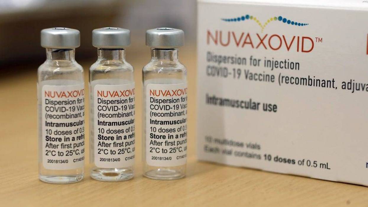 Ampoules containing the new Corona vaccine Nuvaxovid from the manufacturer Novavax sit on a table at a vaccination center.