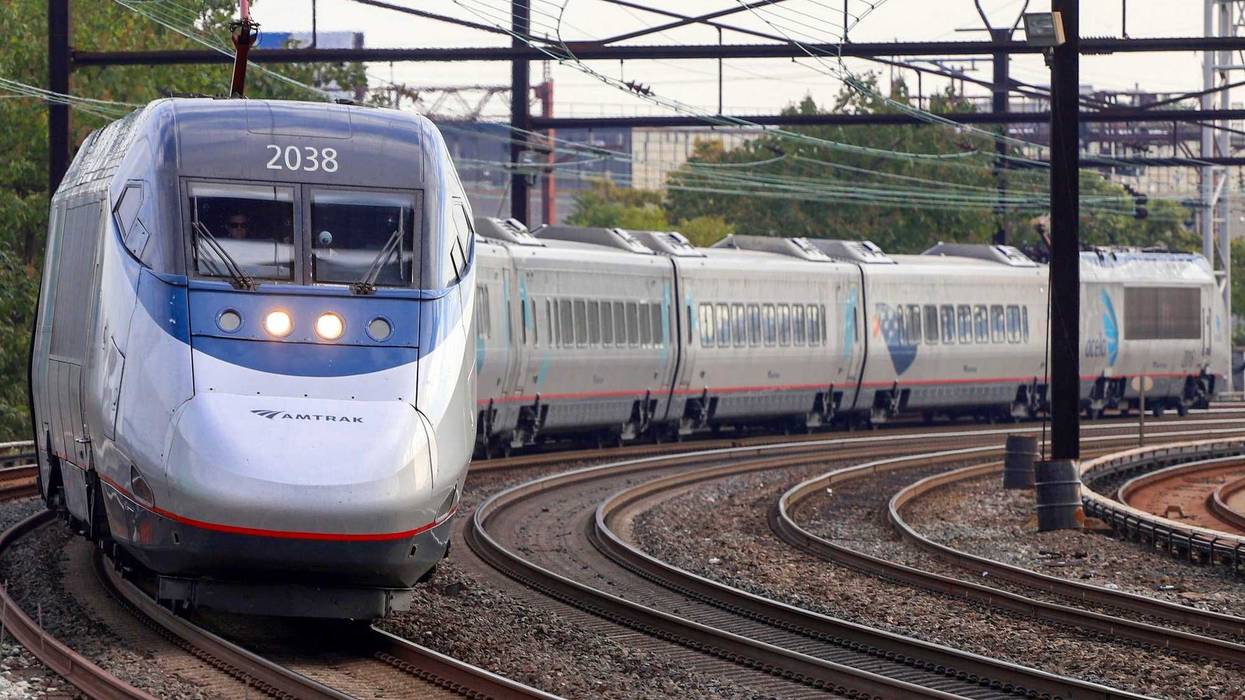 Amtrak train on tracks
