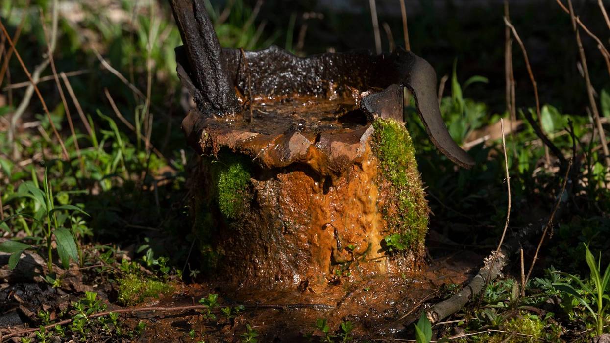 An abandoned well is seen on the property of Cheryl and Joe Thomas in Duke Center, Pennsylvania.