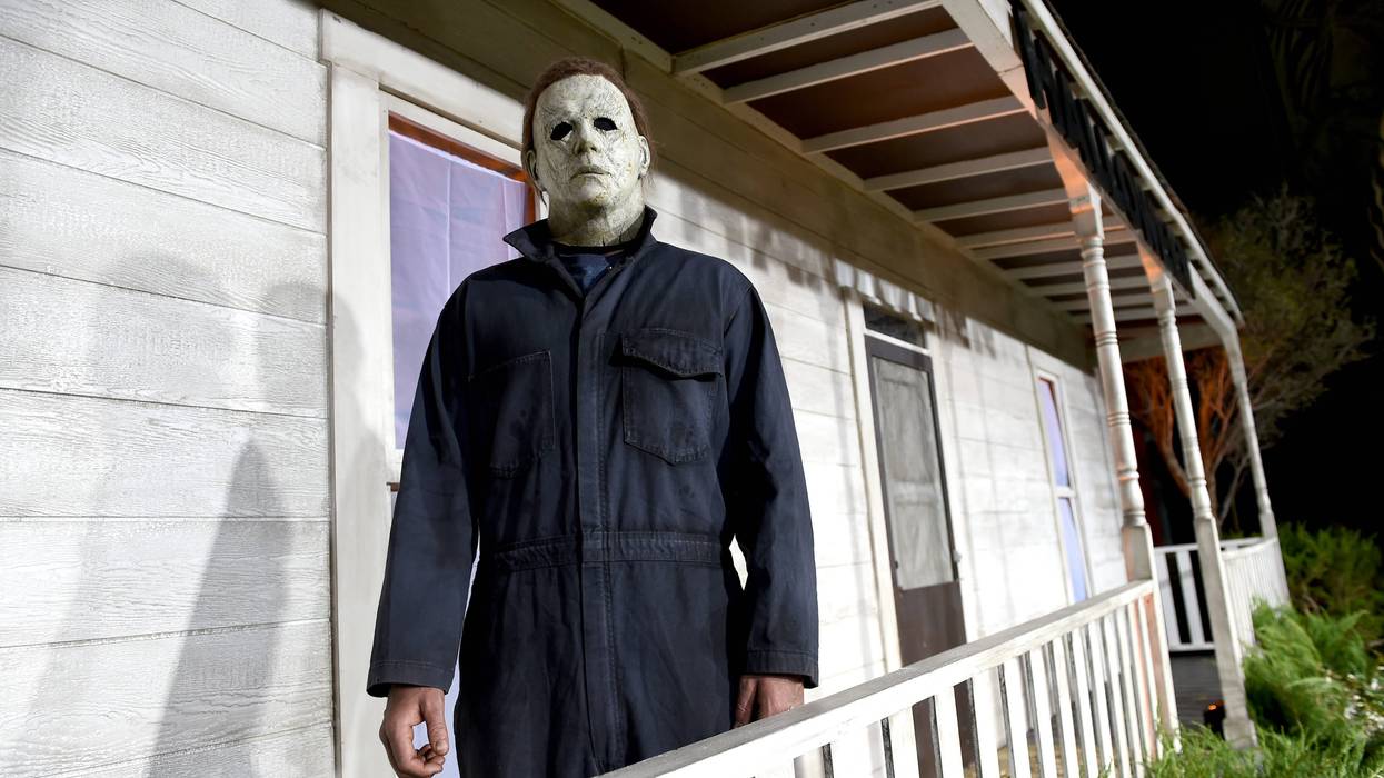 An actor dressed as the character of Michael Myers attends the Universal Pictures' "Halloween" premiere at TCL Chinese Theatre on October 17, 2018 in Hollywood, California.