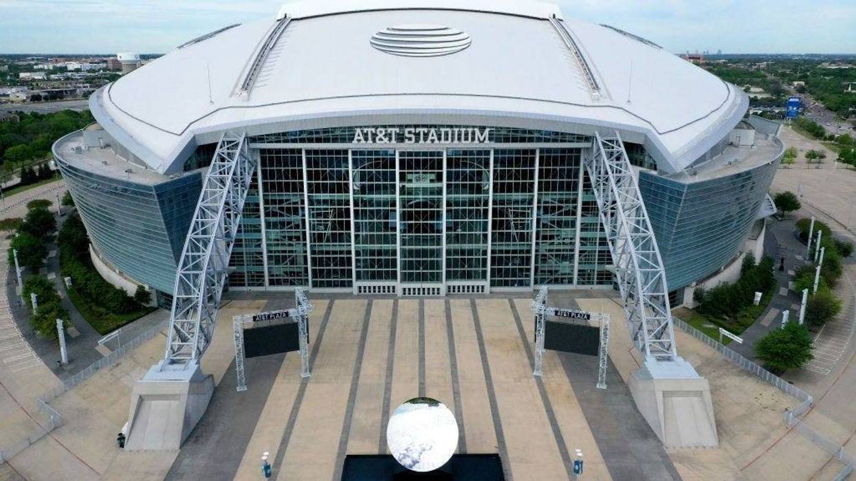 An aerial drone view of AT&T Stadium, where the Dallas Cowboys NFL football team plays, on April 01, 2020 in Arlington, Texas. The NBA, NHL, NCAA and MLB have all announced cancellations or postponements of events because of COVID-19.